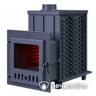 Дровяная банная печь Гефест ЗК-30 (М) чугунная дверца со стеклом  в Балашихе